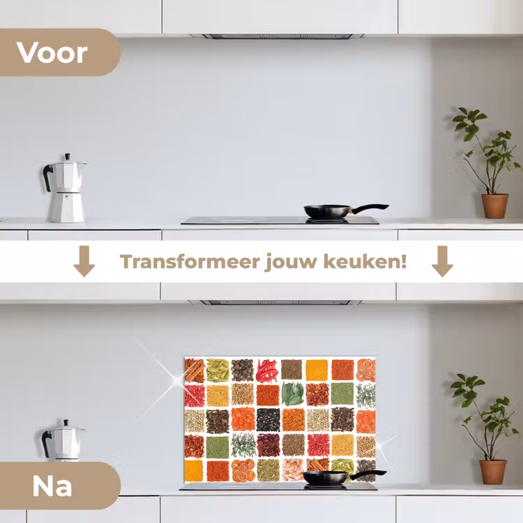 Spatscherm keuken - Vierkanten - Specerijen - Kruiden - Grafisch — 3