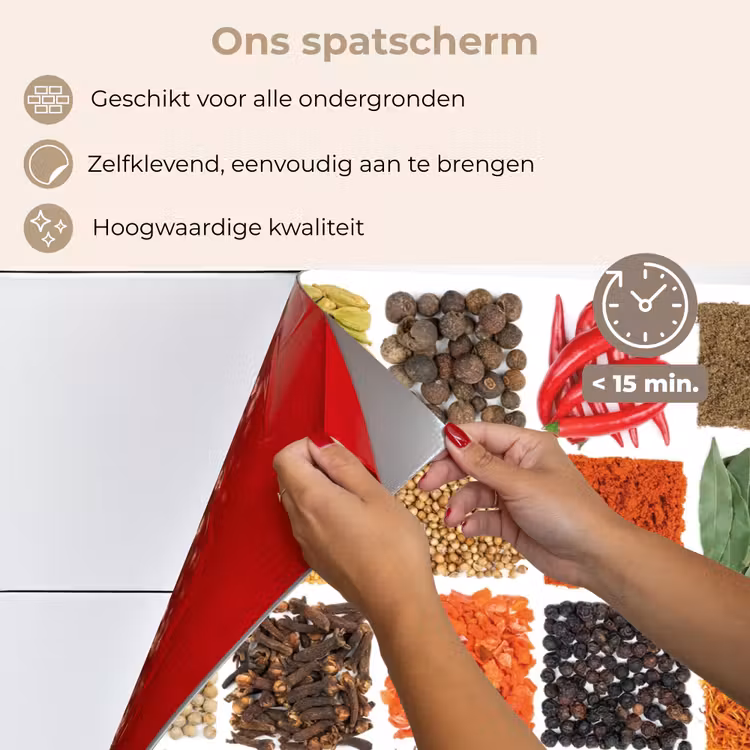 Spatscherm keuken - Vierkanten - Specerijen - Kruiden - Grafisch — 4