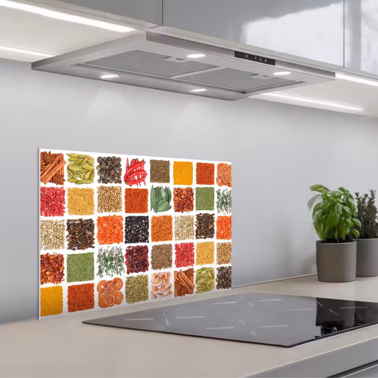 Spatscherm keuken - Vierkanten - Specerijen - Kruiden - Grafisch — 5