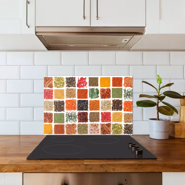 Spatscherm keuken - Vierkanten - Specerijen - Kruiden - Grafisch — 6