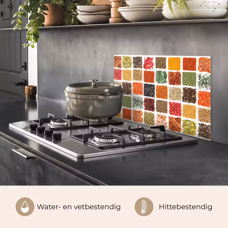 Spatscherm keuken - Vierkanten - Specerijen - Kruiden - Grafisch — 7
