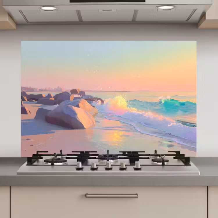Spatscherm keuken - Zomerlicht - Strand - Fonkelende accenten — 1