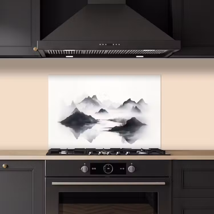 Spatscherm keuken - Bergen - Mistig - Water - Wit — 2