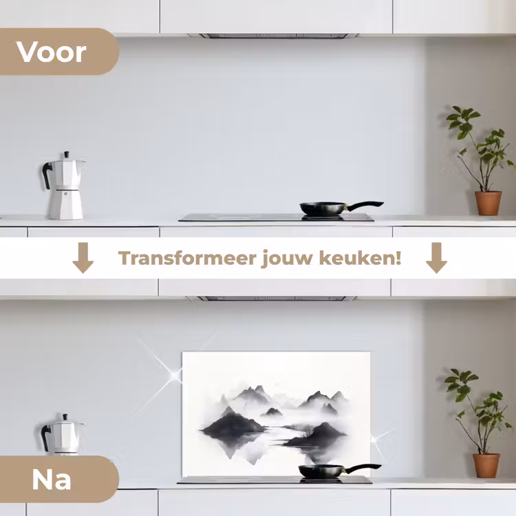Spatscherm keuken - Bergen - Mistig - Water - Wit — 3