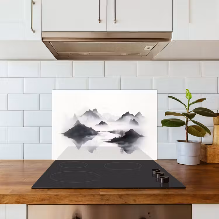 Spatscherm keuken - Bergen - Mistig - Water - Wit — 6