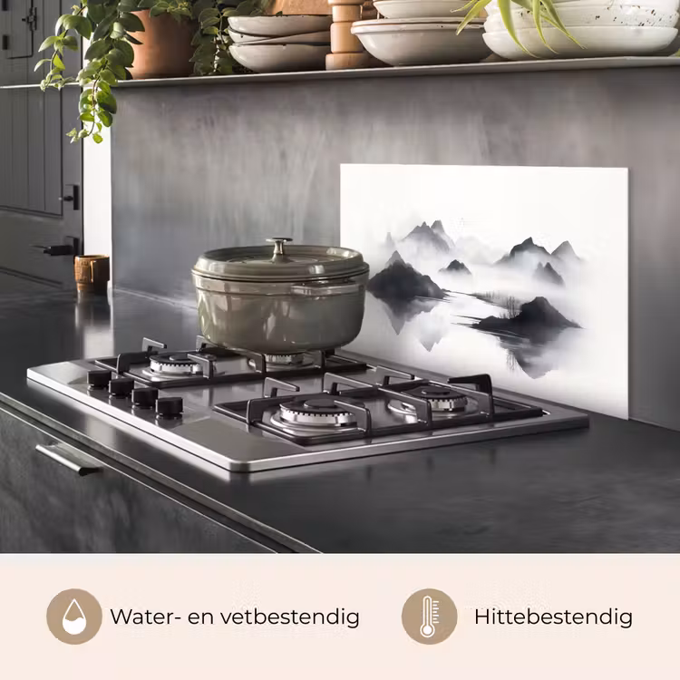 Spatscherm keuken - Bergen - Mistig - Water - Wit — 7