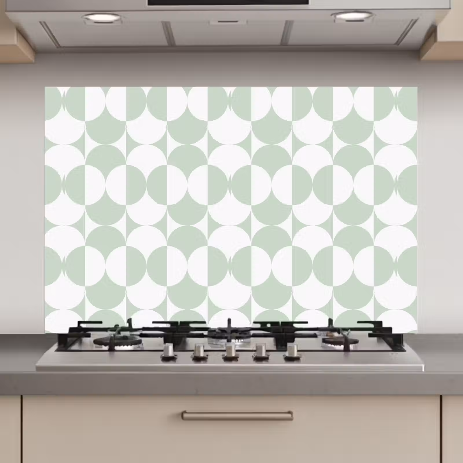 Spatscherm keuken - Wit - Groen - Cirkels — 1