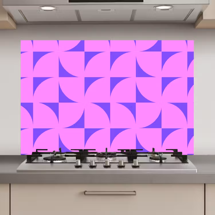 Spatscherm keuken - Kwadranten - Paars - Roze - Vierkanten — 1