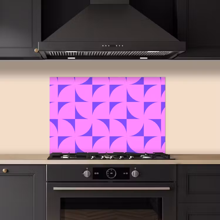 Spatscherm keuken - Kwadranten - Paars - Roze - Vierkanten — 2
