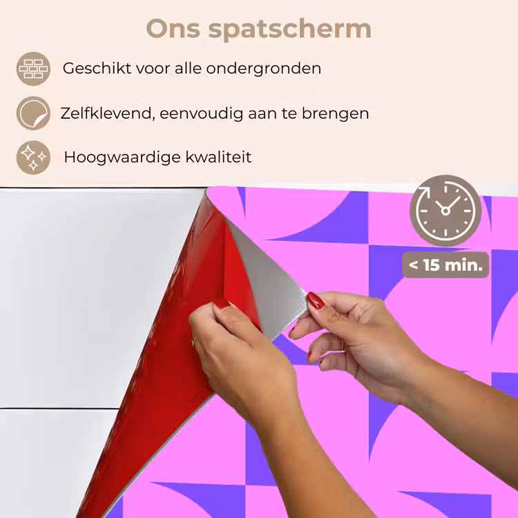 Spatscherm keuken - Kwadranten - Paars - Roze - Vierkanten — 4