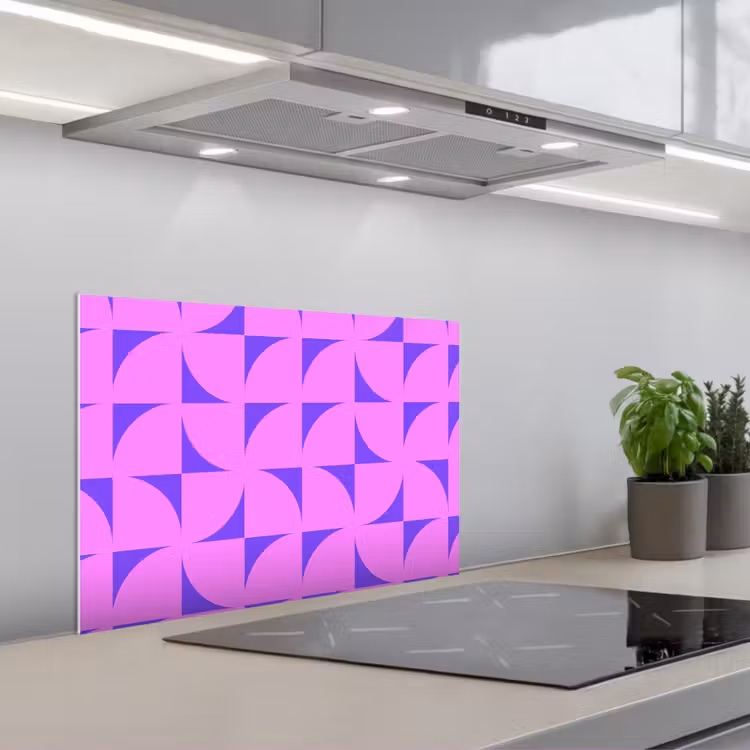 Spatscherm keuken - Kwadranten - Paars - Roze - Vierkanten — 5
