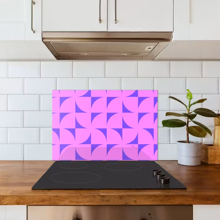Spatscherm keuken - Kwadranten - Paars - Roze - Vierkanten — 6