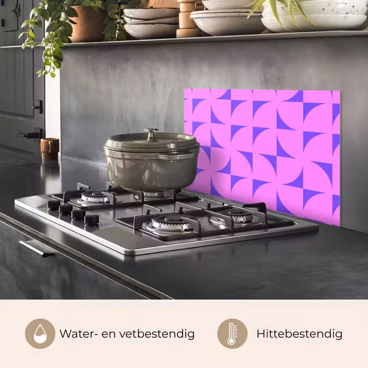 Spatscherm keuken - Kwadranten - Paars - Roze - Vierkanten — 7