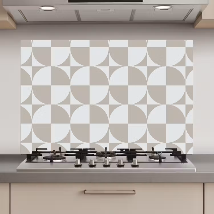 Spatscherm keuken - Lichtgrijs - Wit - Rond — 1
