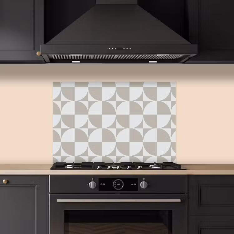 Spatscherm keuken - Lichtgrijs - Wit - Rond — 2