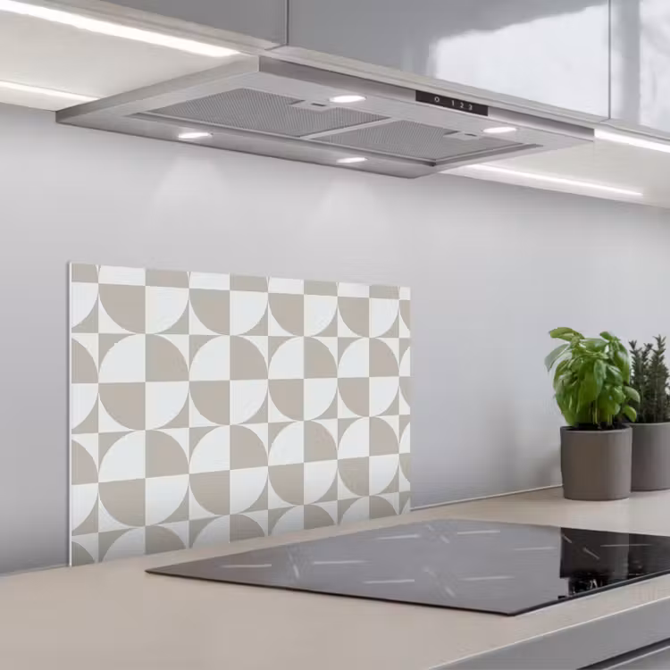 Spatscherm keuken - Lichtgrijs - Wit - Rond — 5
