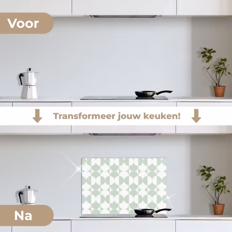 Spatscherm keuken - Wit - Groen - Cirkels — 3