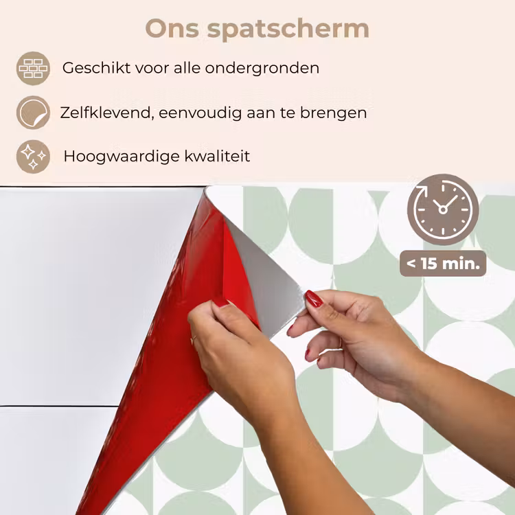 Spatscherm keuken - Wit - Groen - Cirkels — 4