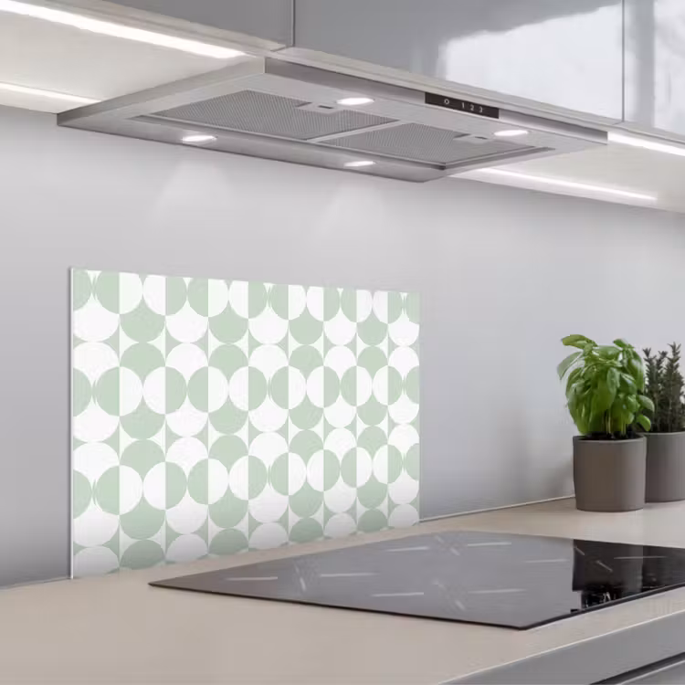 Spatscherm keuken - Wit - Groen - Cirkels — 5