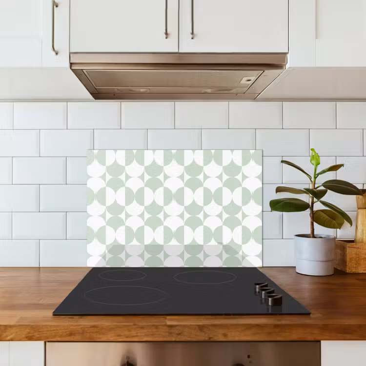 Spatscherm keuken - Wit - Groen - Cirkels — 6