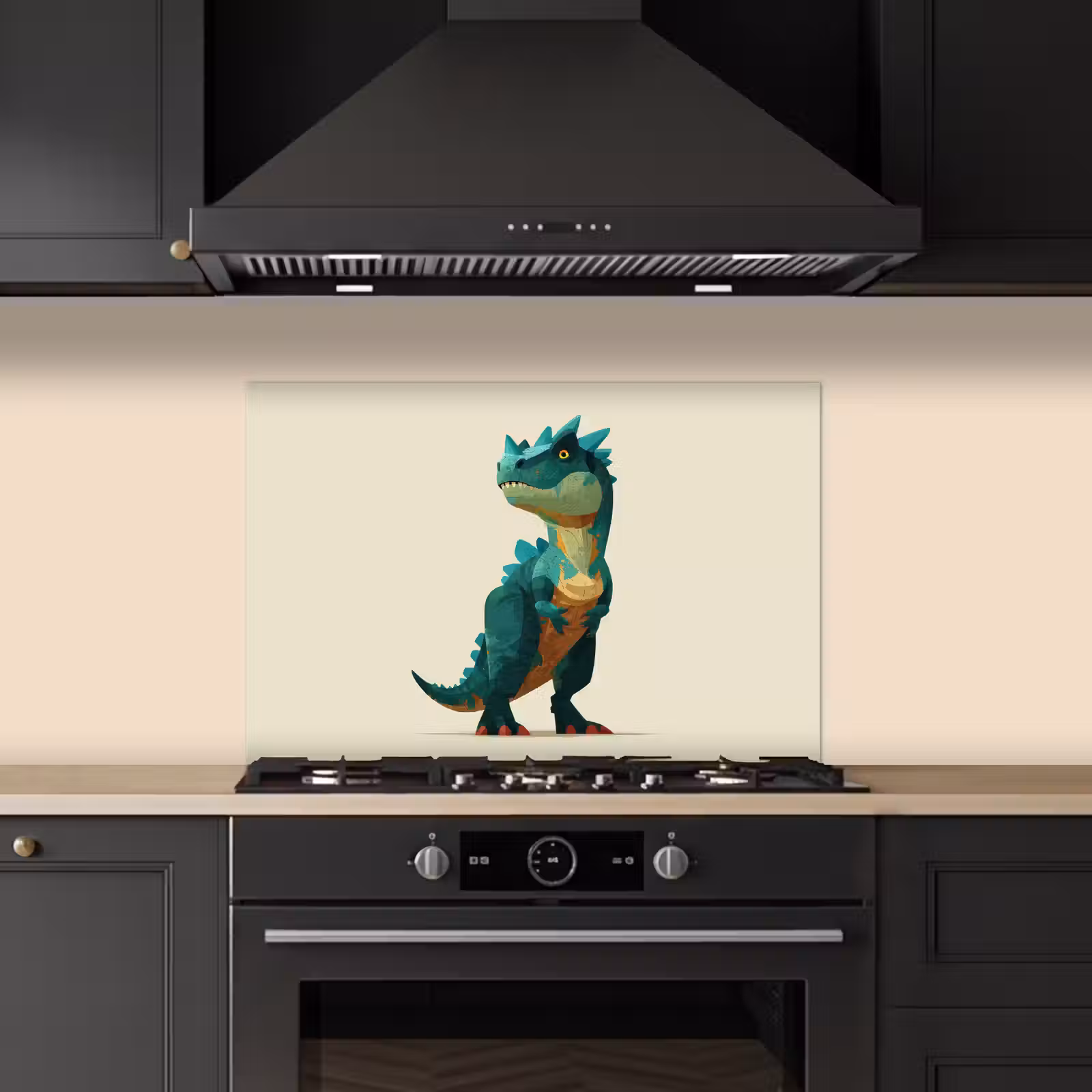Spatscherm keuken - Stekels - Dino - Blauw - Gespierd — 1