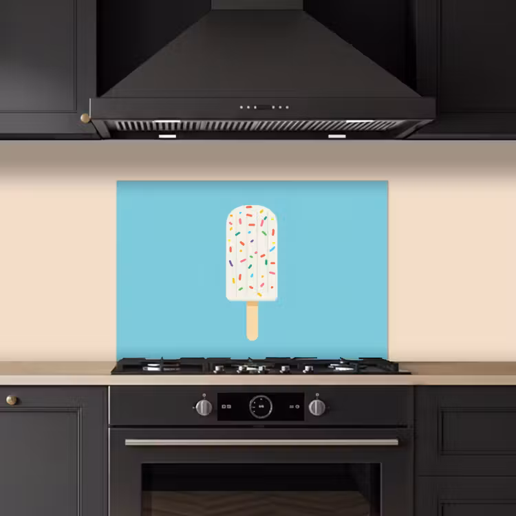 Spatscherm keuken - Ijsje - Stokje - Sprinkles - Lichtblauw — 2