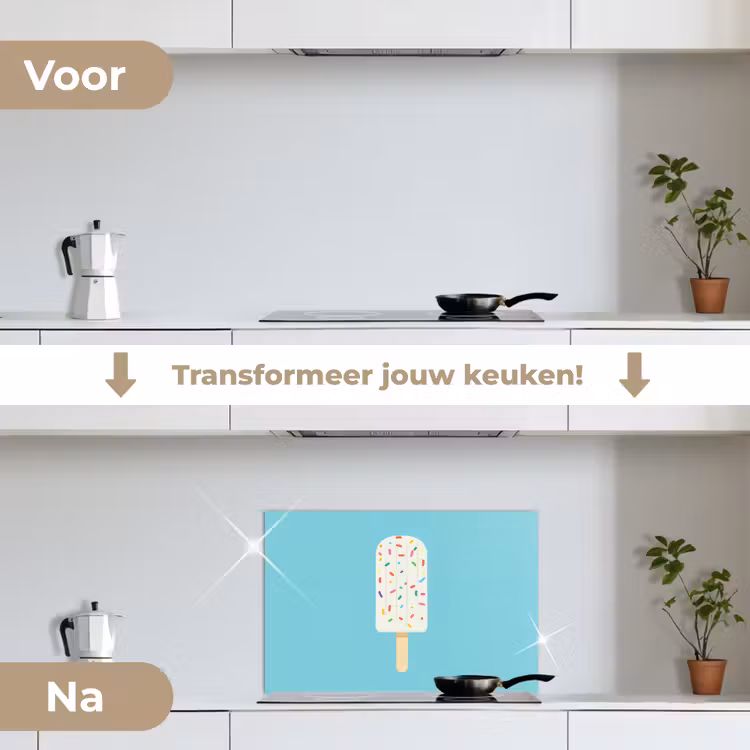 Spatscherm keuken - Ijsje - Stokje - Sprinkles - Lichtblauw — 3