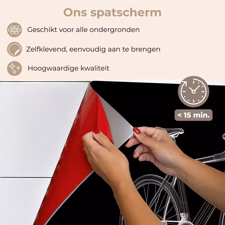 Spatscherm keuken - Lijnen - Illustratie - Wit — 4
