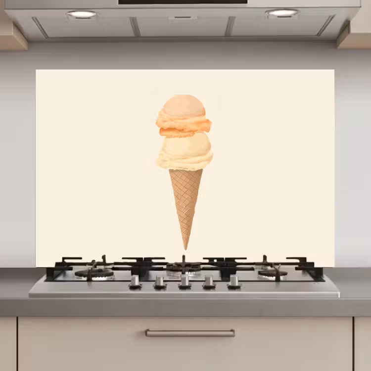 Spatscherm keuken - Minimalistisch - Schepijs - Hoorntje - Beige — 1
