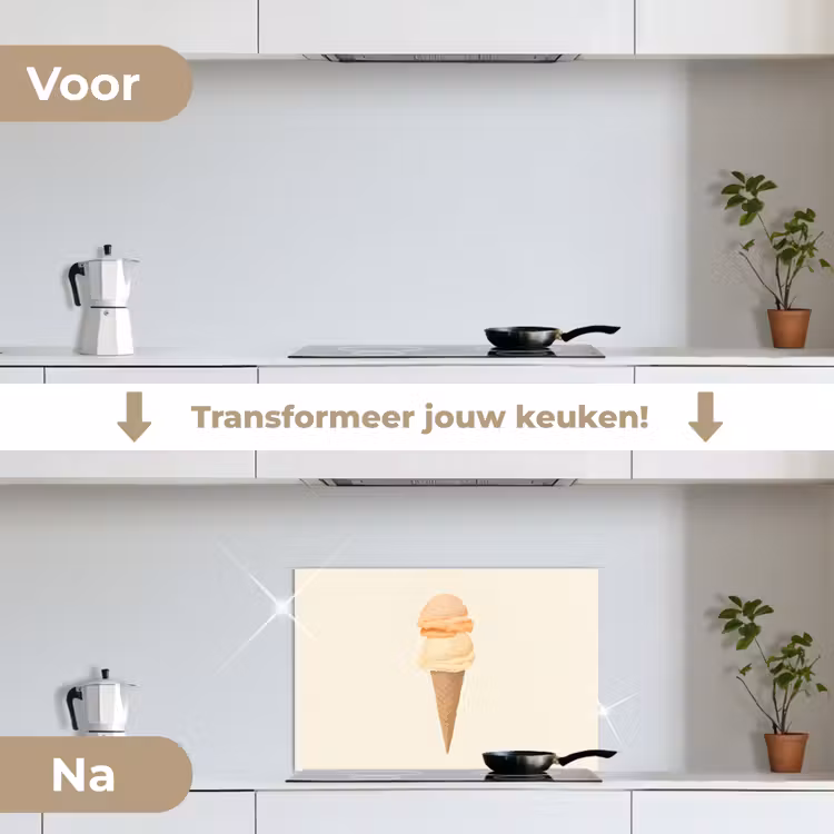 Spatscherm keuken - Minimalistisch - Schepijs - Hoorntje - Beige — 3