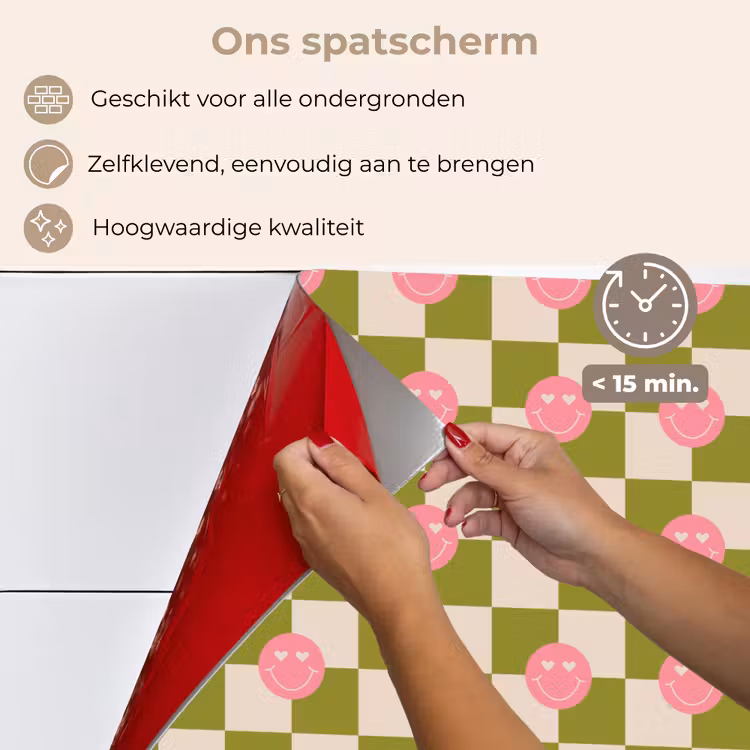 Spatscherm keuken - Patroon - Smileys - Blokken — 3