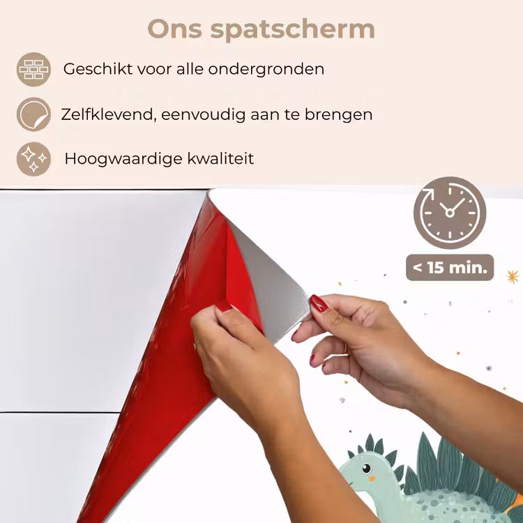 Spatscherm keuken - Planten - Sterren - Dinosaurussen - Oranje — 3