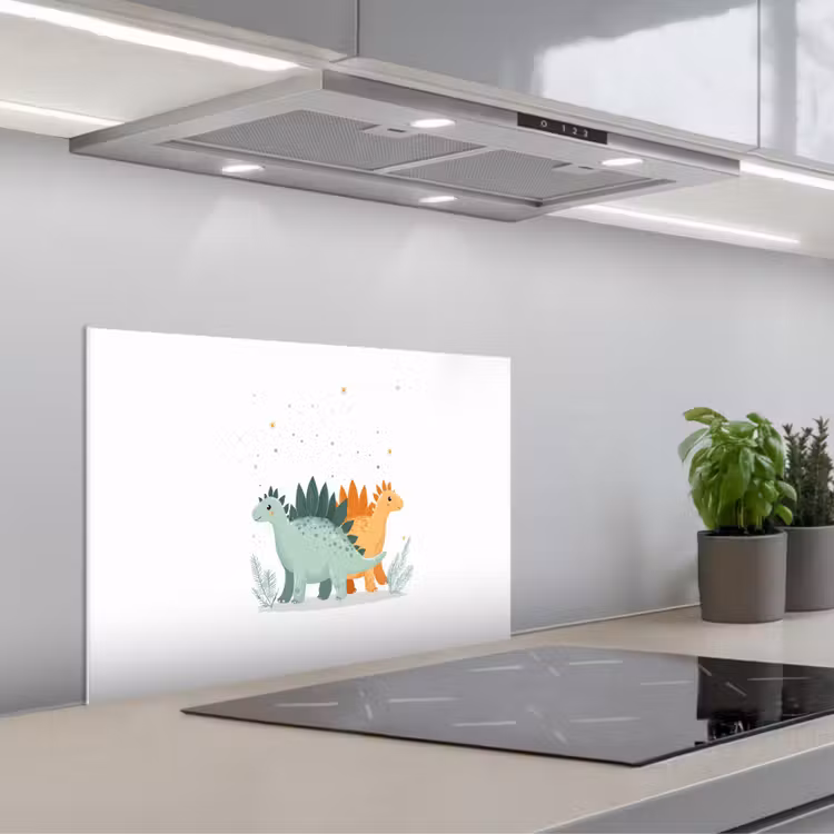 Spatscherm keuken - Planten - Sterren - Dinosaurussen - Oranje — 4