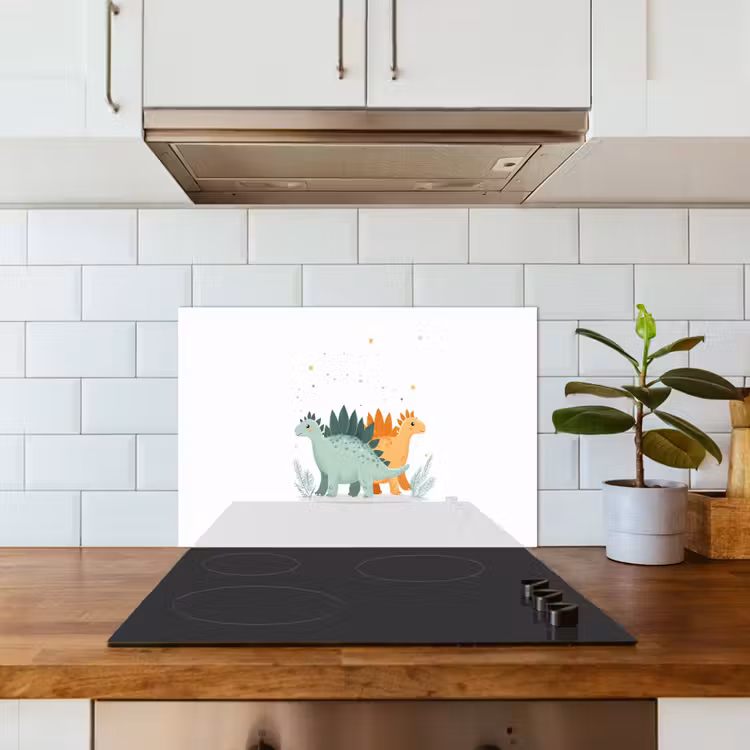Spatscherm keuken - Planten - Sterren - Dinosaurussen - Oranje — 5
