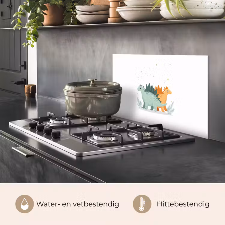 Spatscherm keuken - Planten - Sterren - Dinosaurussen - Oranje — 6