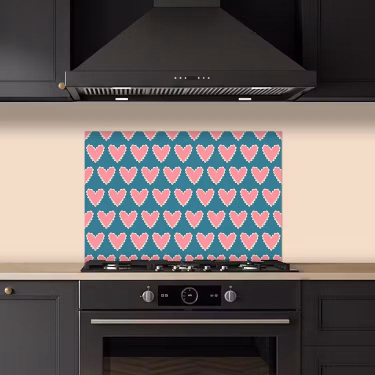 Spatscherm keuken - Retro - Hartjes - Patroon — 1