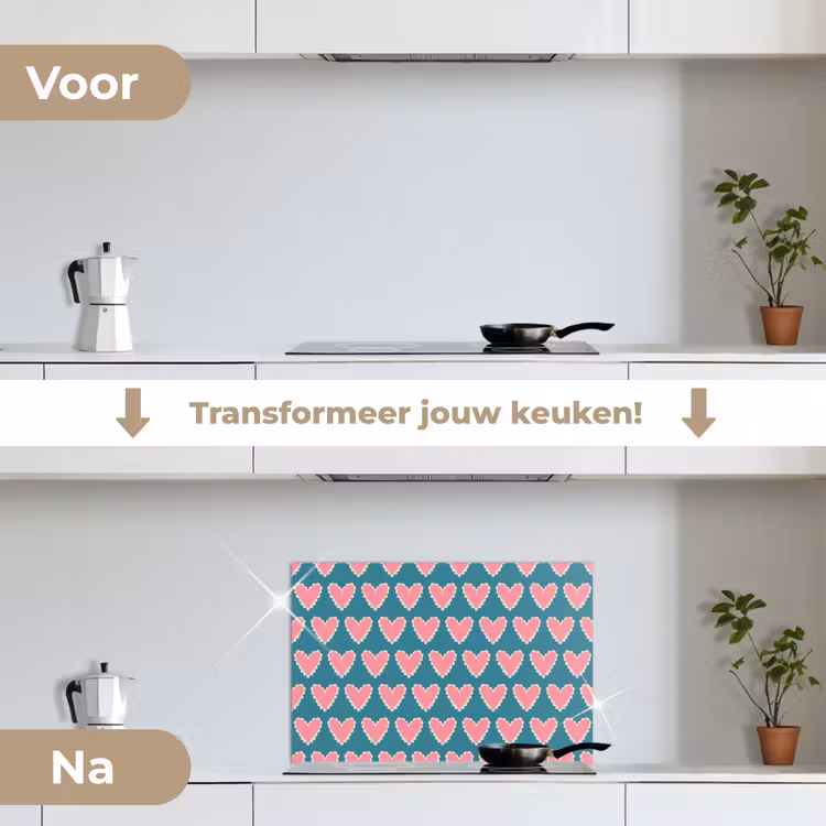 Spatscherm keuken - Retro - Hartjes - Patroon — 2