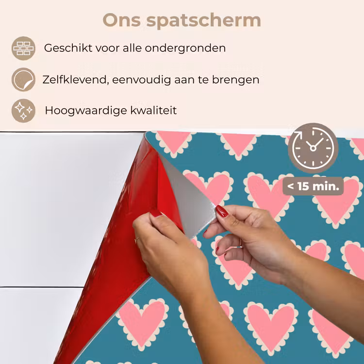 Spatscherm keuken - Retro - Hartjes - Patroon — 3