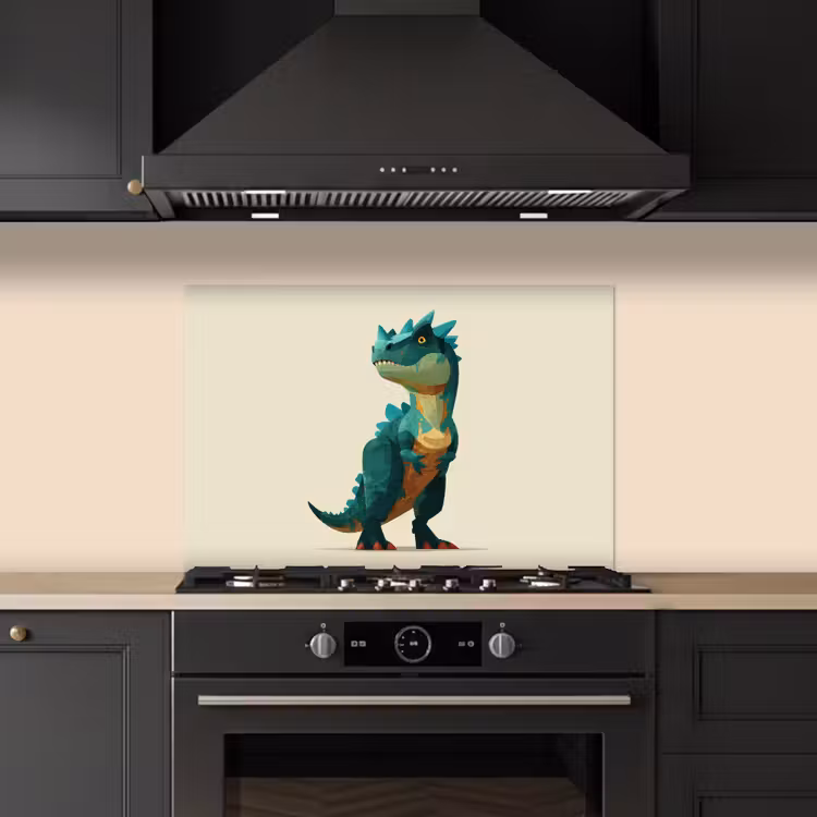 Spatscherm keuken - Stekels - Dino - Blauw - Gespierd — 1