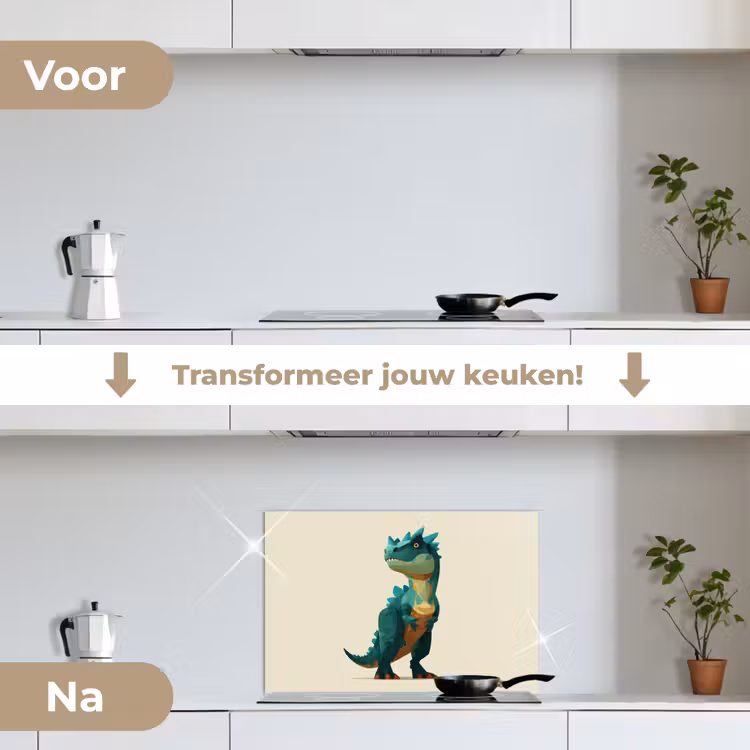 Spatscherm keuken - Stekels - Dino - Blauw - Gespierd — 2