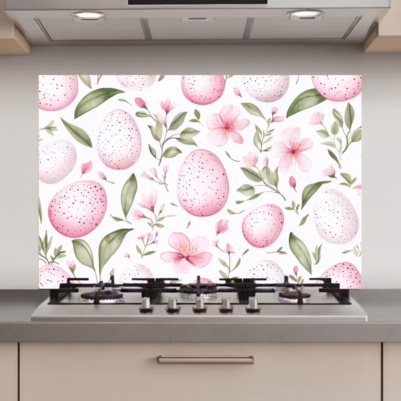 Spatscherm keuken - Patroon - Eieren - Roze - Pasen — 1