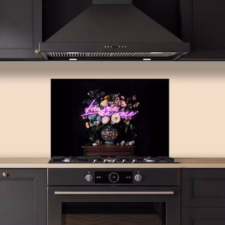 Spatscherm keuken - Neon - Vaas - Bloemen — 2