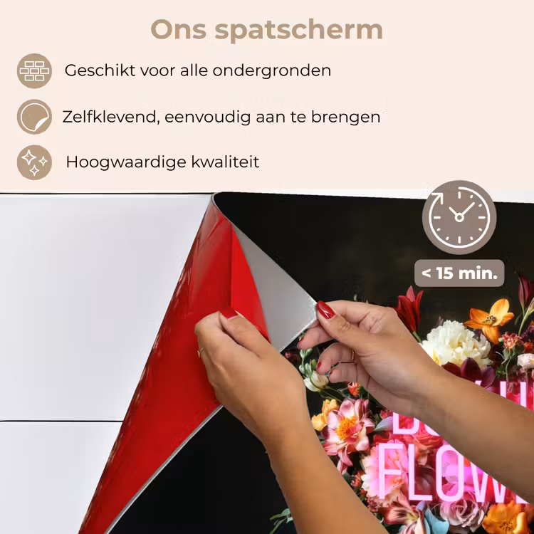 Spatscherm keuken - Quote - Bloemen - Vaas - Neon — 4