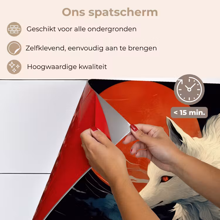 Spatscherm keuken - Witte vos - wolken - maan — 4