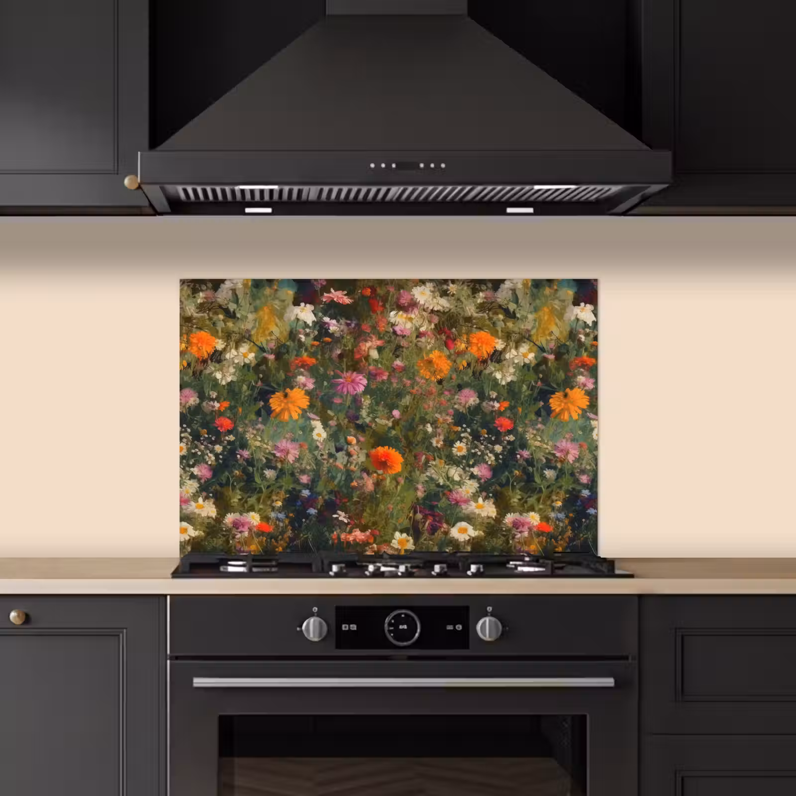 Spatscherm keuken - Bloemenveld - Kleuren - Verf — 1