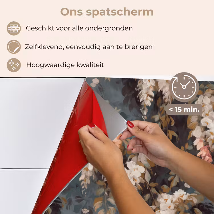 Spatscherm keuken - Bloemen - Bladeren - Donker - Patroon — 3