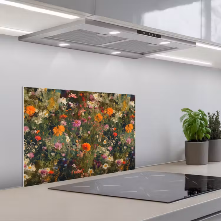 Spatscherm keuken - Bloemenveld - Kleuren - Verf — 4