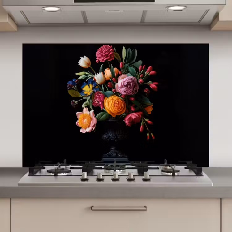 Spatscherm keuken - Boeket - Romantisch - Kleurrijk — 1
