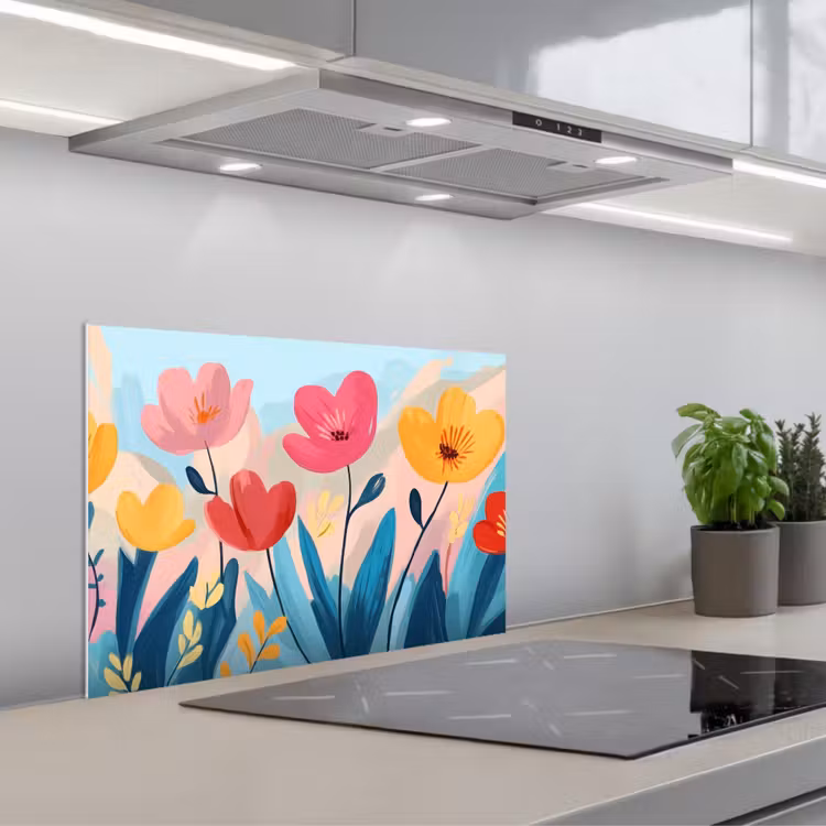 Spatscherm keuken - Illustratie - Bloemen - Kleurrijk — 5