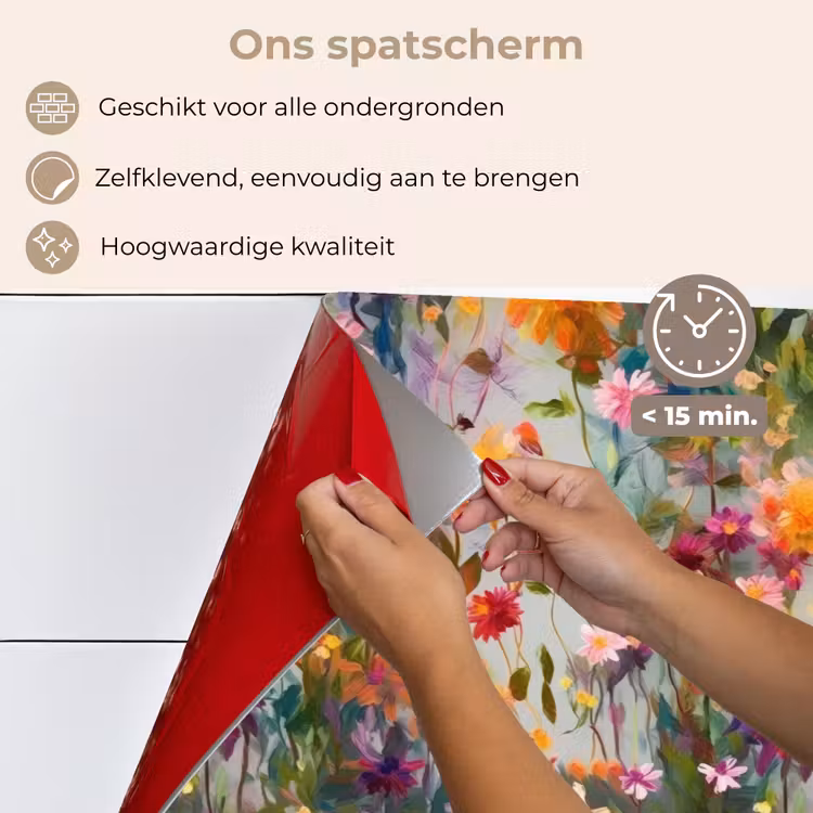 Spatscherm keuken - Zomers - Kleurrijk - Patroon - Bloemen — 3